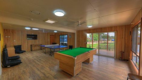Interior of the games room at Yarrawonga Riverlands Tourist Park